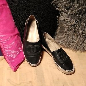 Black CHANEL Espadrilles, Size 9.5